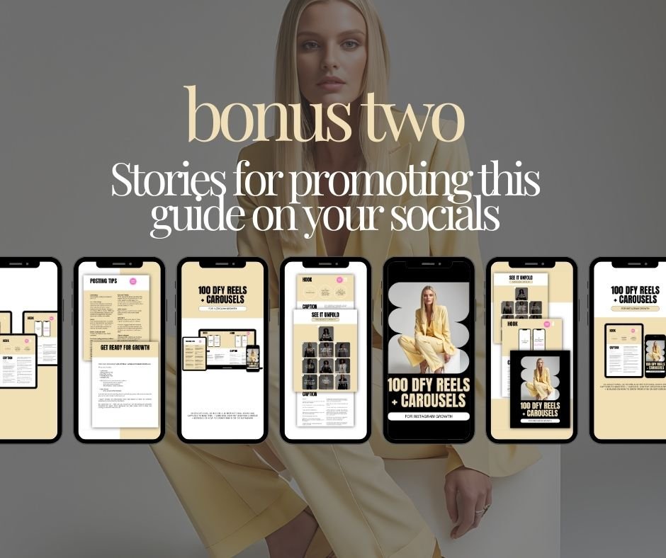 100 DFY Reels + Carousels for Instagram Growth + 4 Bonuses - MRR Digital Storefront