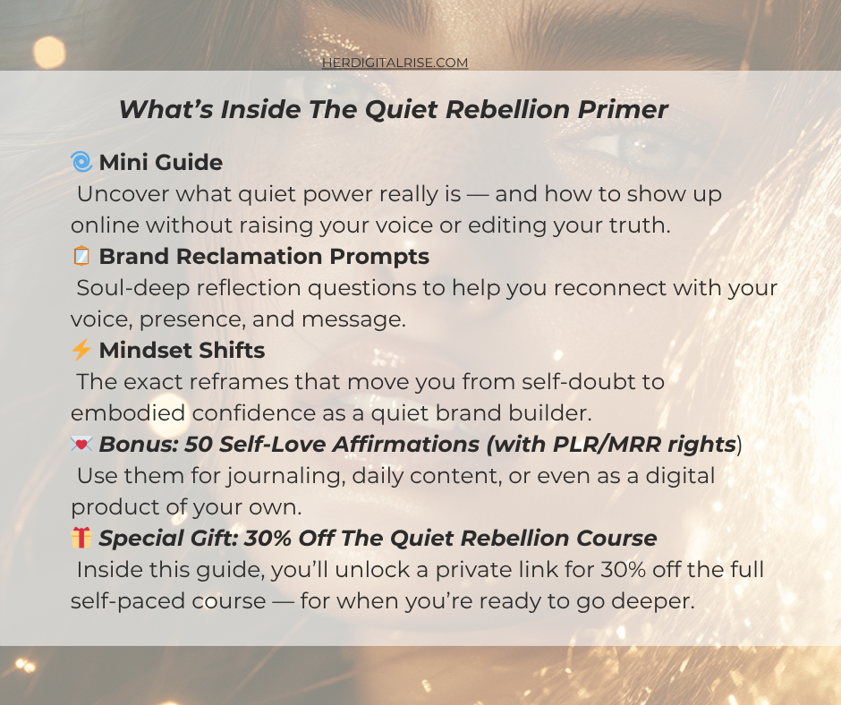 The Quiet Rebellion Primer - A free guide for the woman ready to lead without shouting.